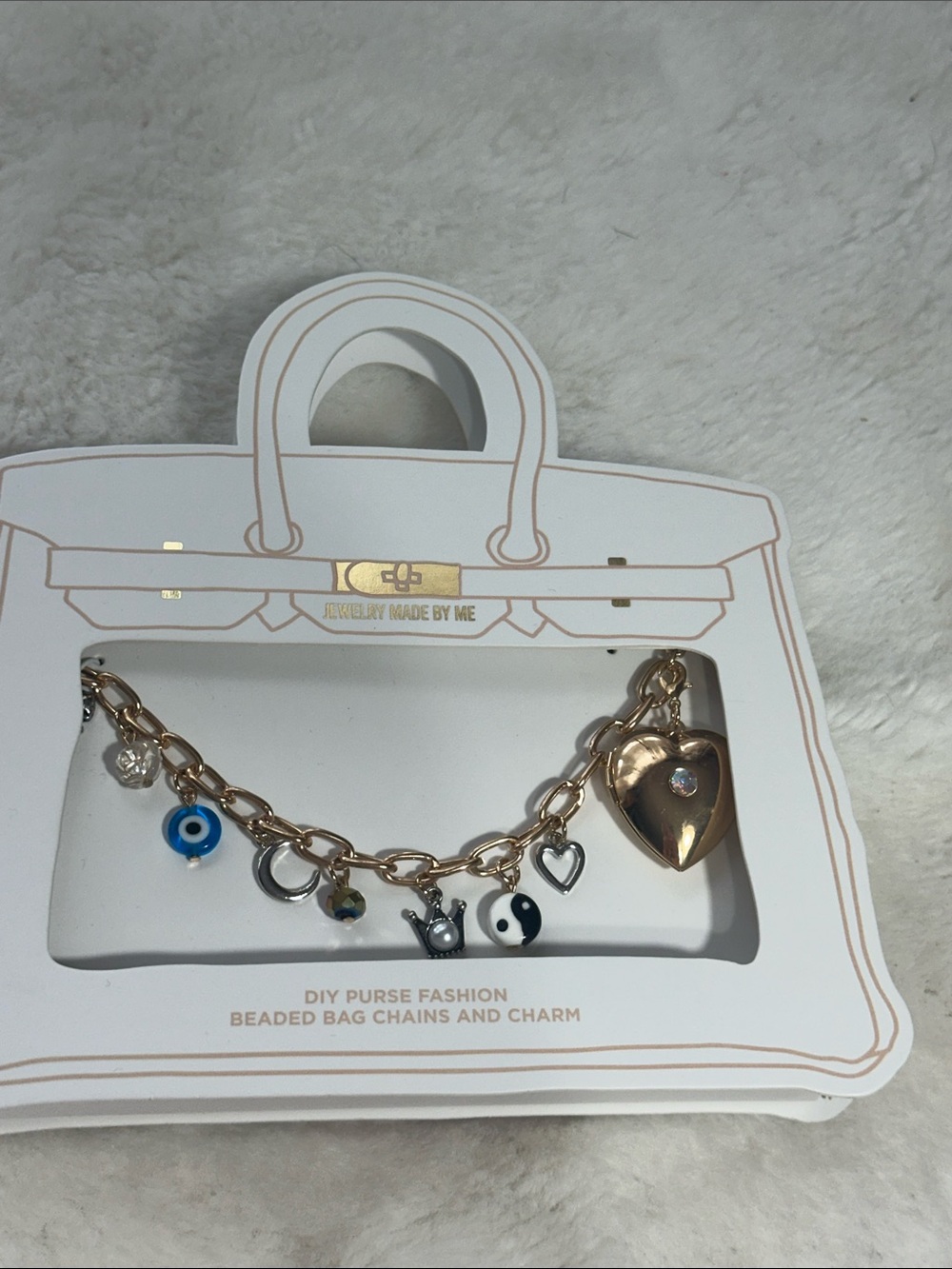 Beaded bag chains and heart charm diy purse fashion